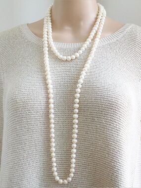Vintage Freshwater Pearl Necklace 60” Extra Long Strand Baroque Potato Pearls